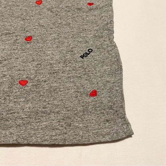 Polo Ralph Lauren Women’s Medium Embroidered Heather Gray Heart T Shirt - Picture 14 of 15